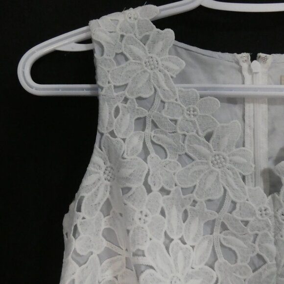 LOFT | 00P | Elegant White Floral Lace Mini Dress - Picture 3 of 14